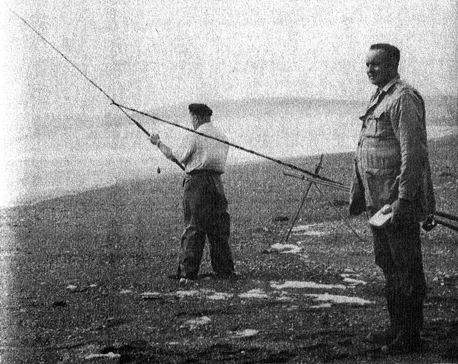 Surf-fishing competition at Rosscarbery, Co Cork during the mid-1960s (Salt Water Fishing in Ireland, Clive Gammon, 1966)